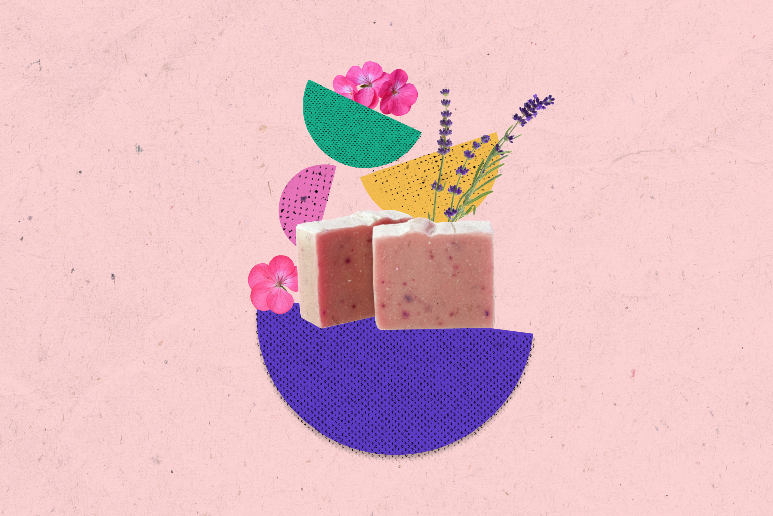 Sage_Soap_Company An illustration with two bars of soap in the middle of a floral background